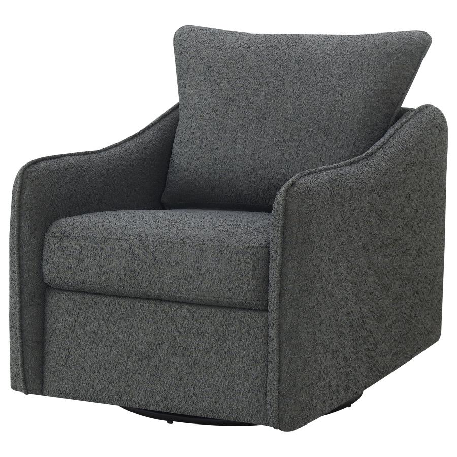 (image for) Madia Upholstered Sloped Arm Swivel Glider Chair Charcoal