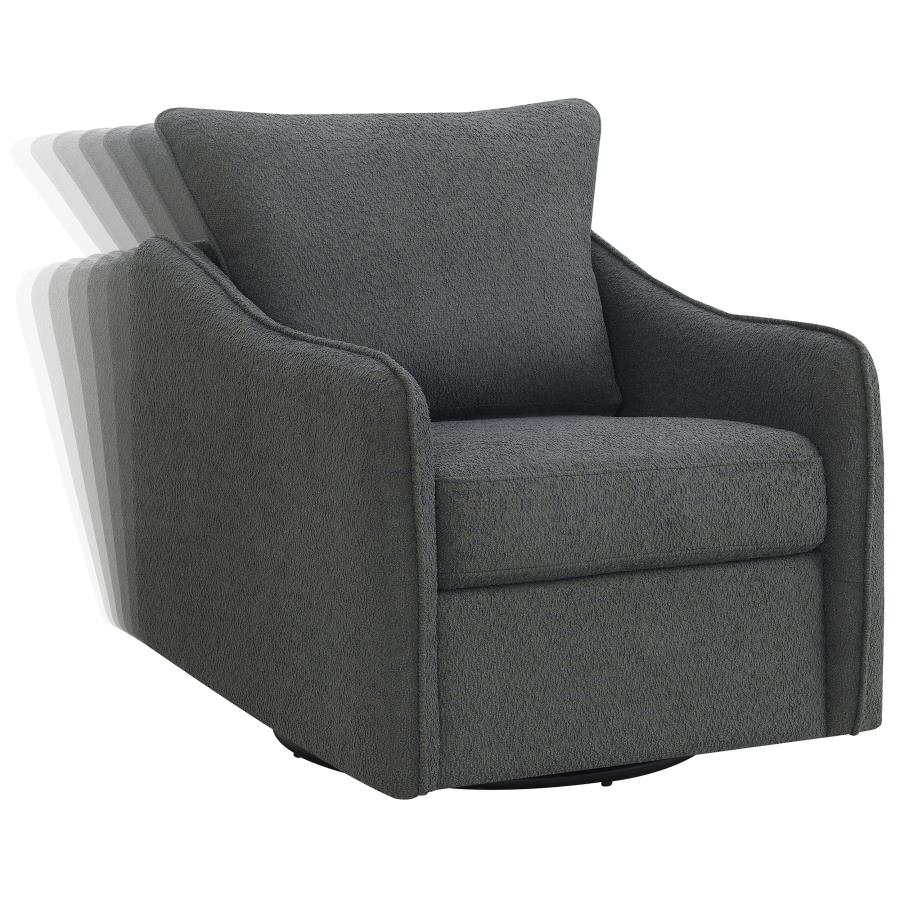 (image for) Madia Upholstered Sloped Arm Swivel Glider Chair Charcoal