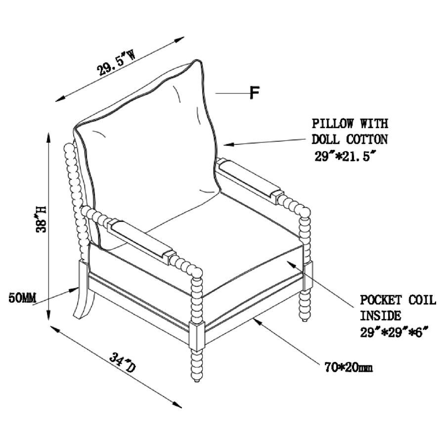 (image for) Blanchett Upholstered Bobbin Accent Chair Grey and Black