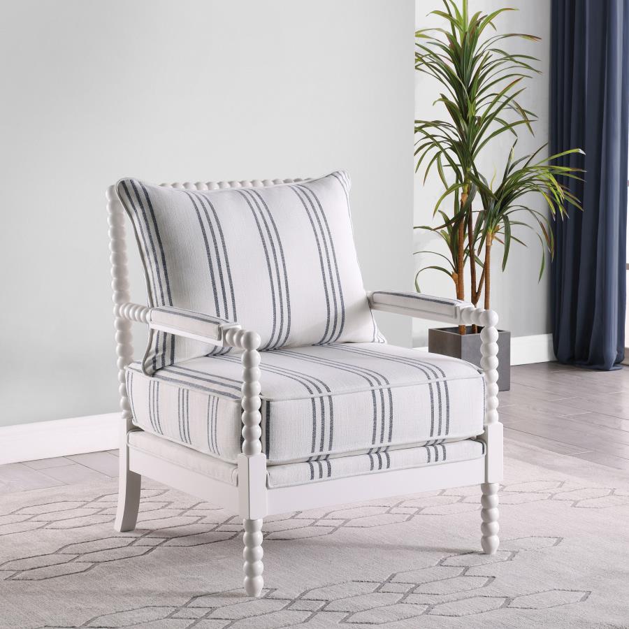 (image for) Blanchett Upholstered Bobbin Accent Chair White and Navy