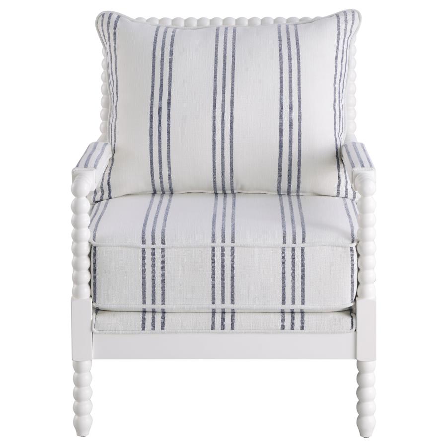 (image for) Blanchett Upholstered Bobbin Accent Chair White and Navy