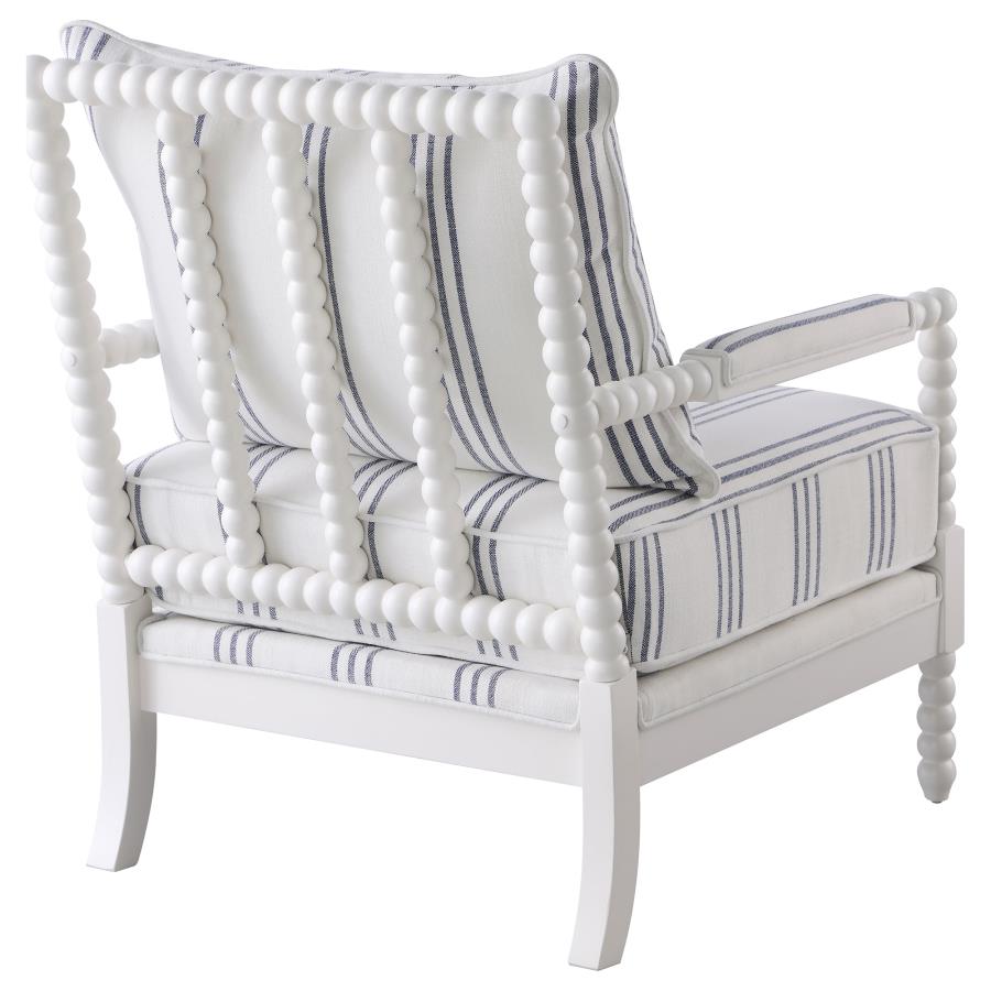 (image for) Blanchett Upholstered Bobbin Accent Chair White and Navy