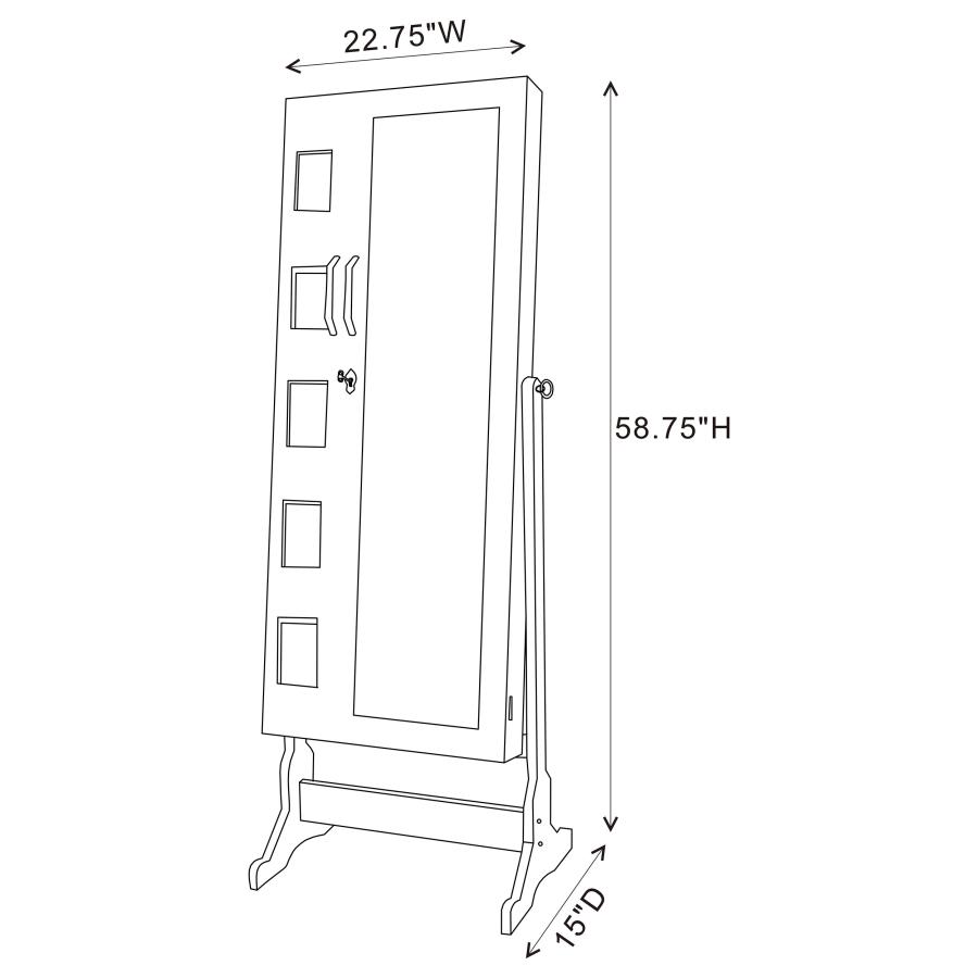 (image for) Doyle Cheval Mirror with Jewelry Storage White