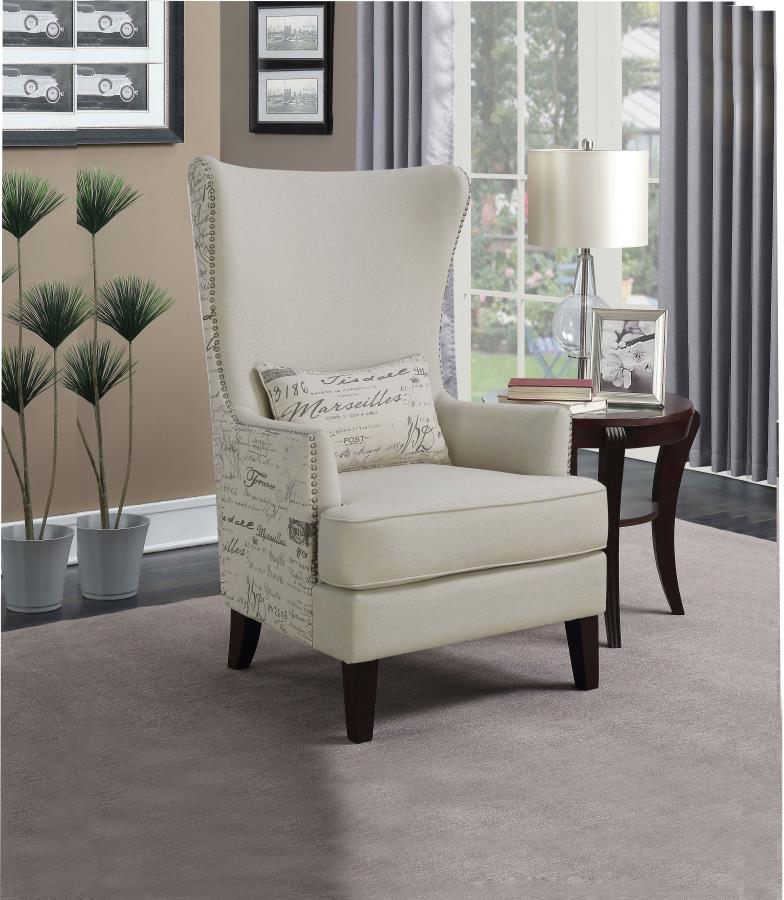 (image for) Pippin Upholstered High Wingback Accent Chair Cream