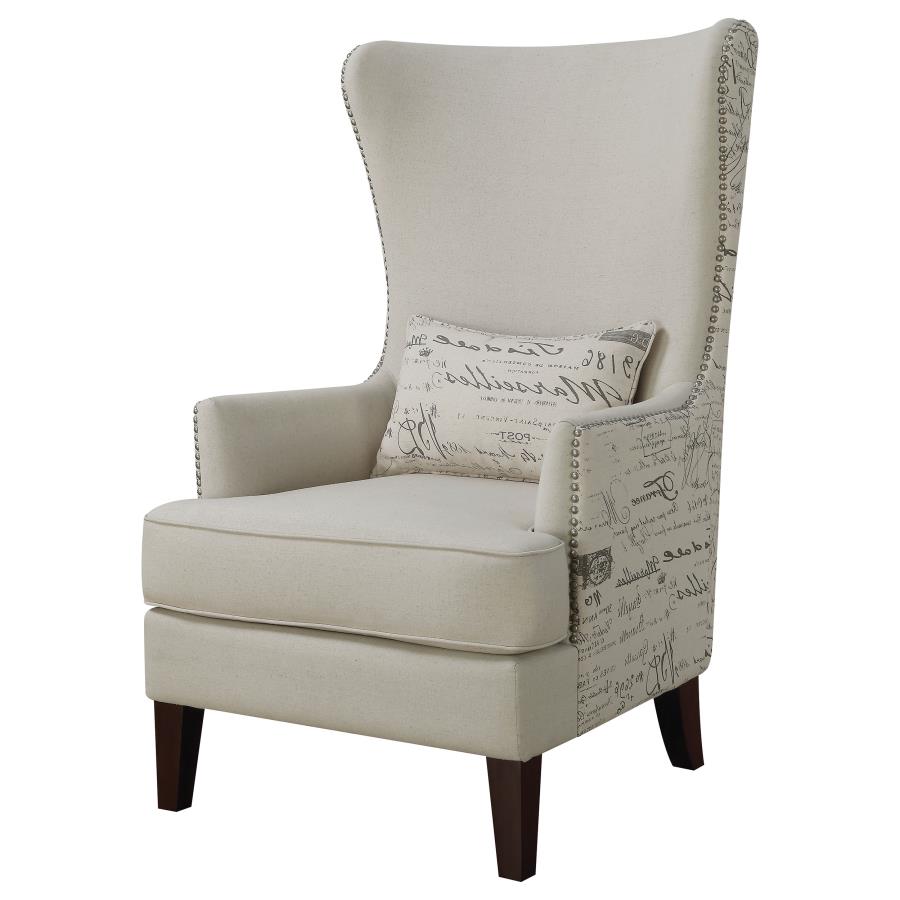 (image for) Pippin Upholstered High Wingback Accent Chair Cream