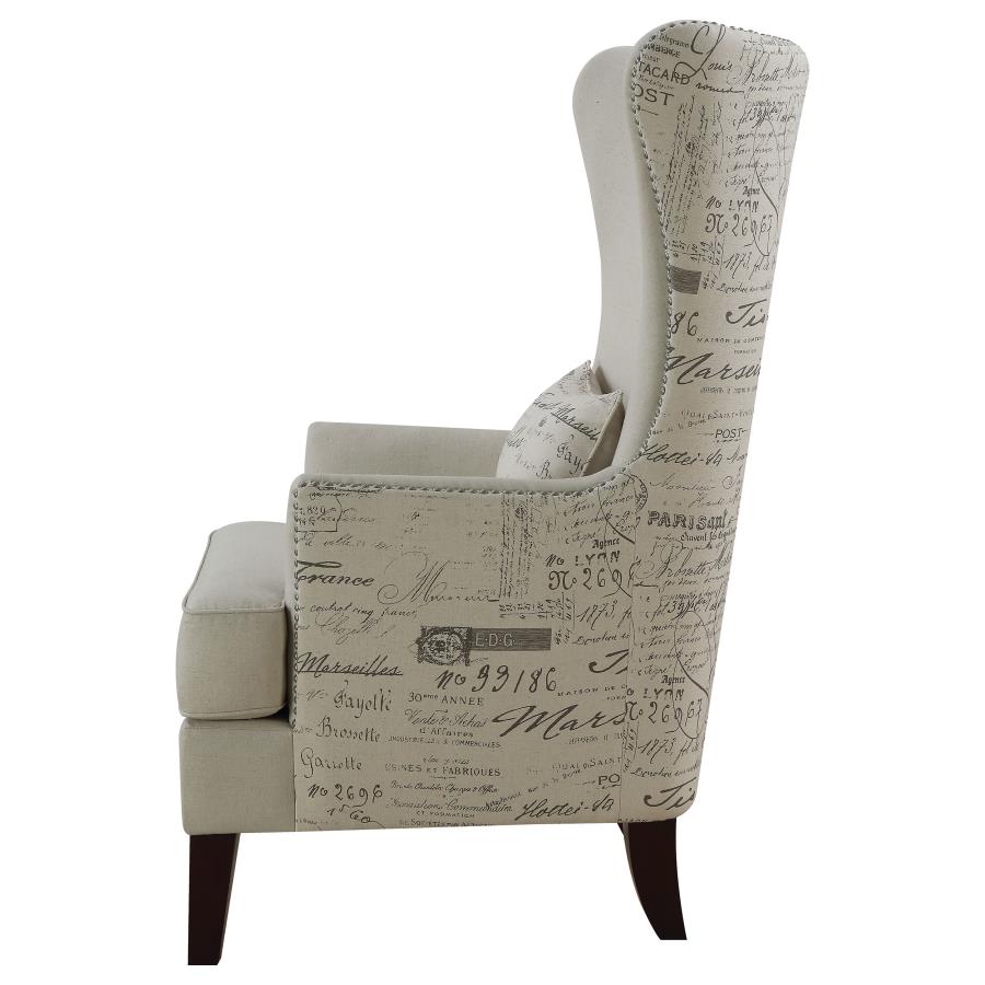 (image for) Pippin Upholstered High Wingback Accent Chair Cream