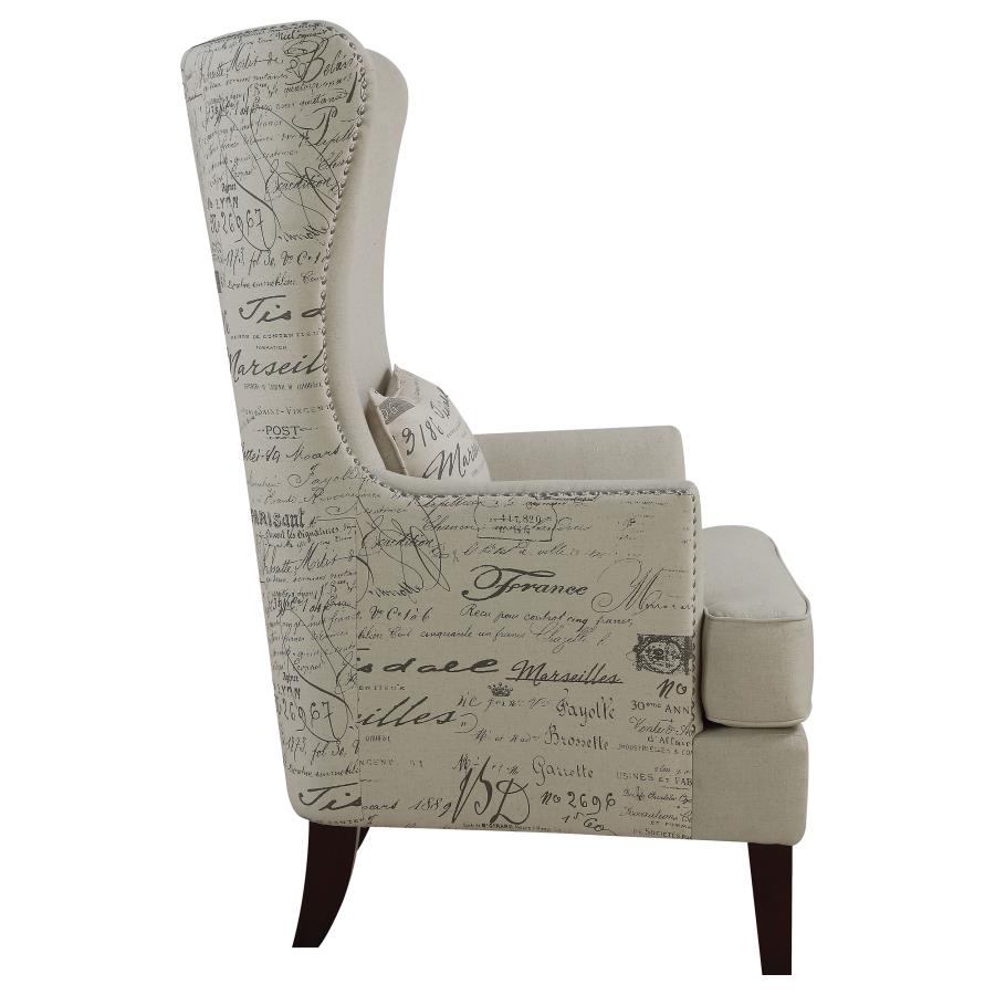 (image for) Pippin Upholstered High Wingback Accent Chair Cream