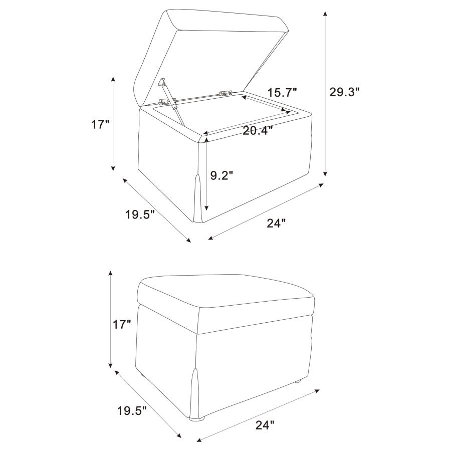 Winter Upholstered Hydraulic Lift Top Storage Ottoman Beige
