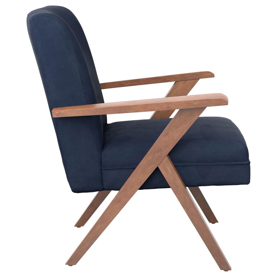 (image for) Cheryl Upholstered Wood Arm Accent Chair Dark Blue