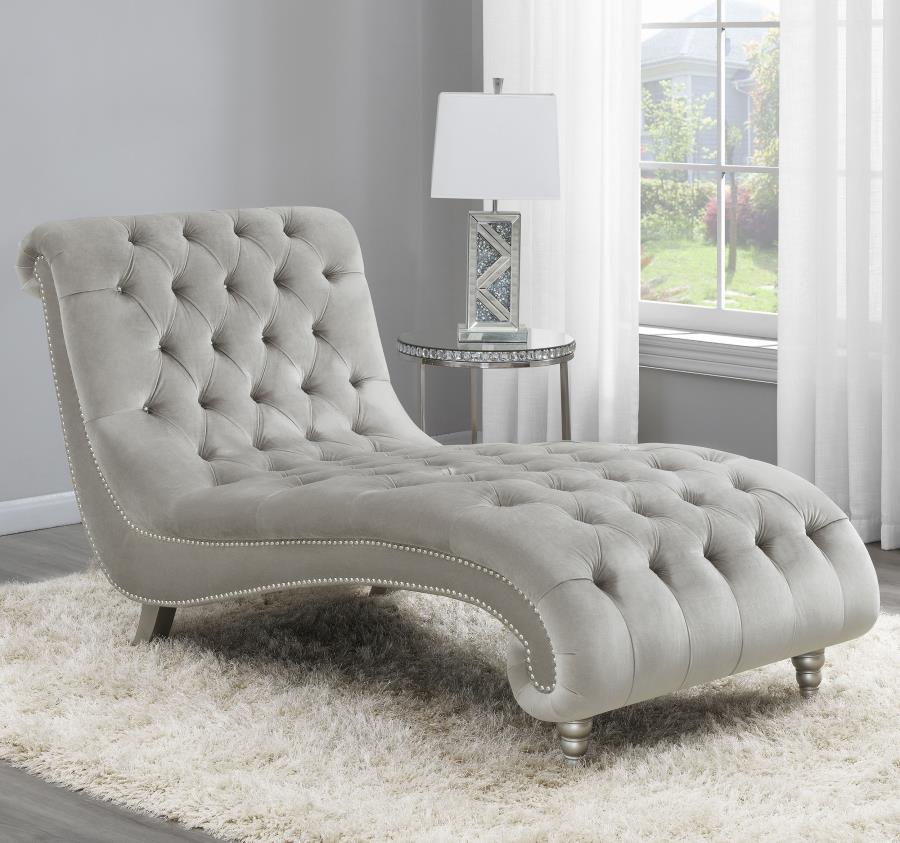 (image for) Lydia Velvet Upholstered Tufted Chaise Grey