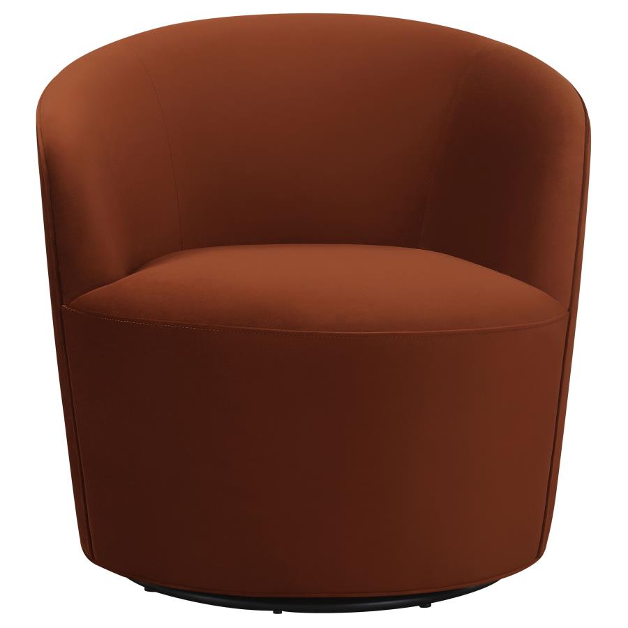 (image for) Joyce Upholstered Barrel Back Swivel Chair Burnt Orange