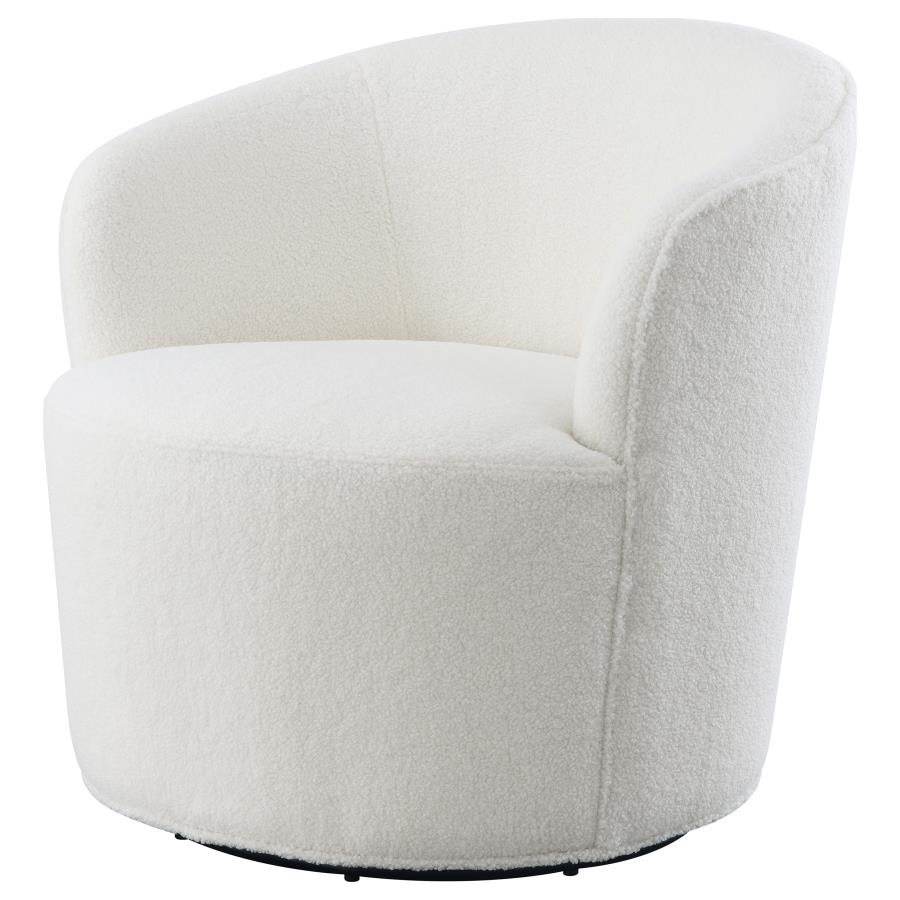 (image for) Joyce Upholstered Barrel Back Swivel Chair White