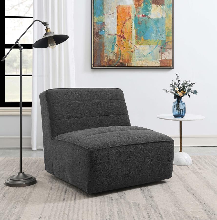 (image for) Cobie Upholstered Armless Swivel Chair Dark Charcoal