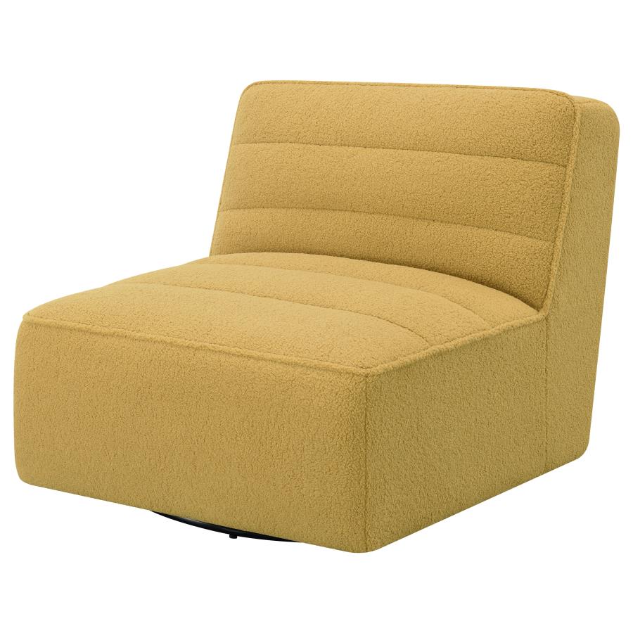 (image for) Cobie Upholstered Armless Swivel Chair Mustard