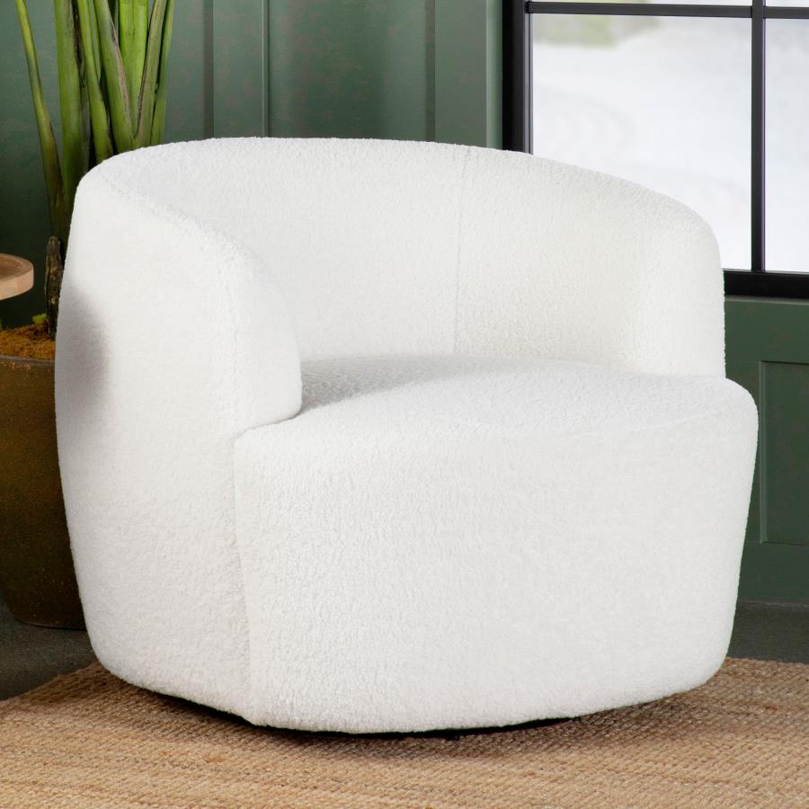 (image for) Hudson Faux Sheepskin Upholstered Swivel Chair Natural