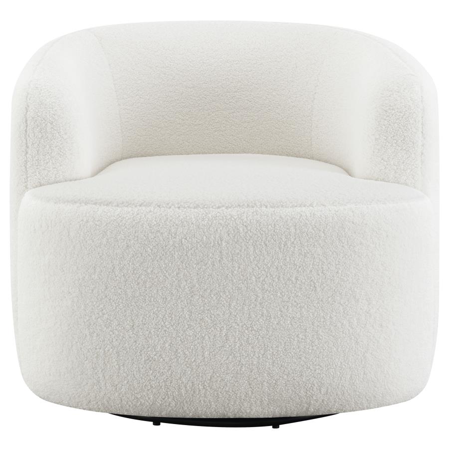 (image for) Hudson Faux Sheepskin Upholstered Swivel Chair Natural