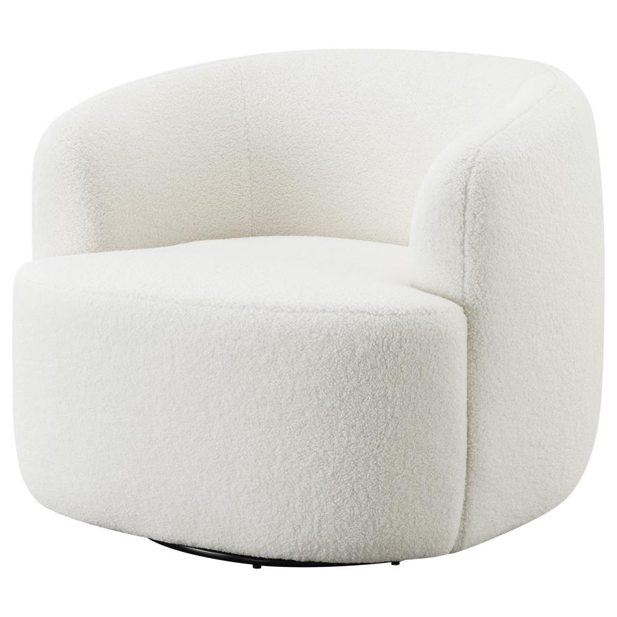 (image for) Hudson Faux Sheepskin Upholstered Swivel Chair Natural