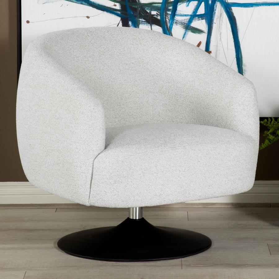 (image for) Dave Upholstered Barrel Back Swivel Club Chair Beige