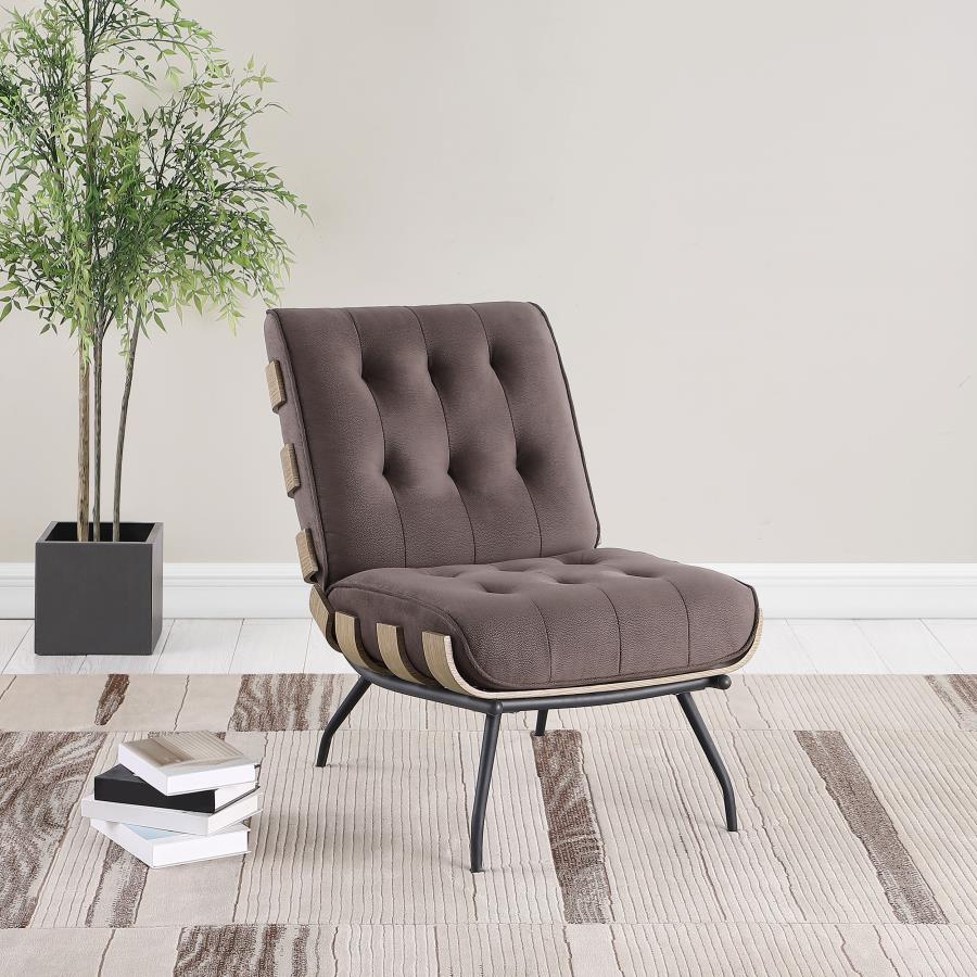 (image for) Aloma Upholstered Tufted Armless Accent Chair Brown