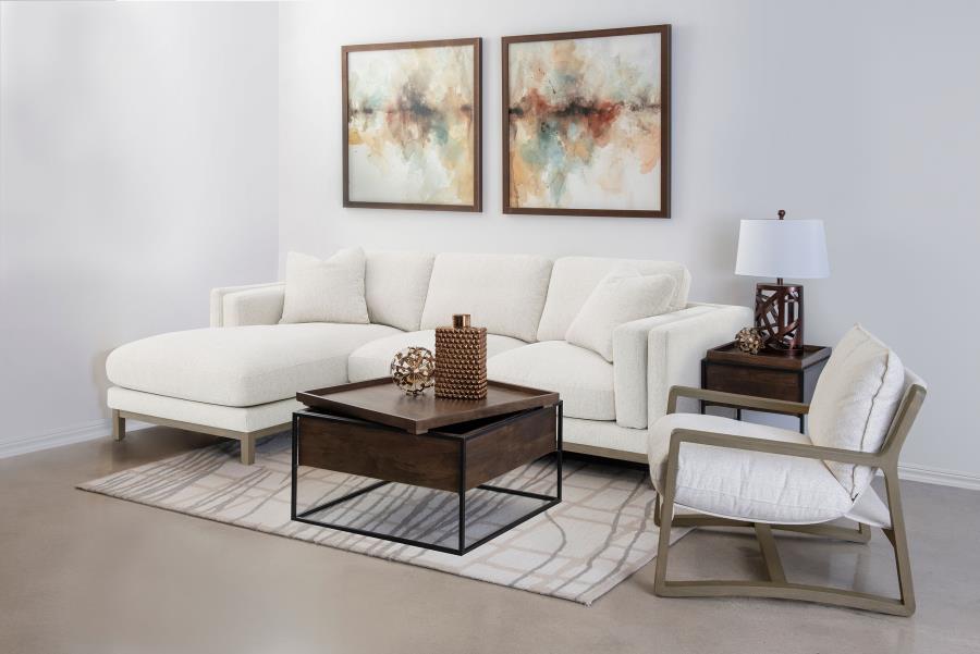 Modal Additional Images for Geneva Boucle Upholstered Wood Arm Accent Chair Sand