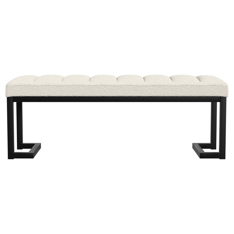 (image for) Mesa Boucle Upholstered Tufted Accent Bench Vanilla