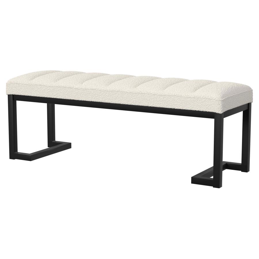 (image for) Mesa Boucle Upholstered Tufted Accent Bench Vanilla