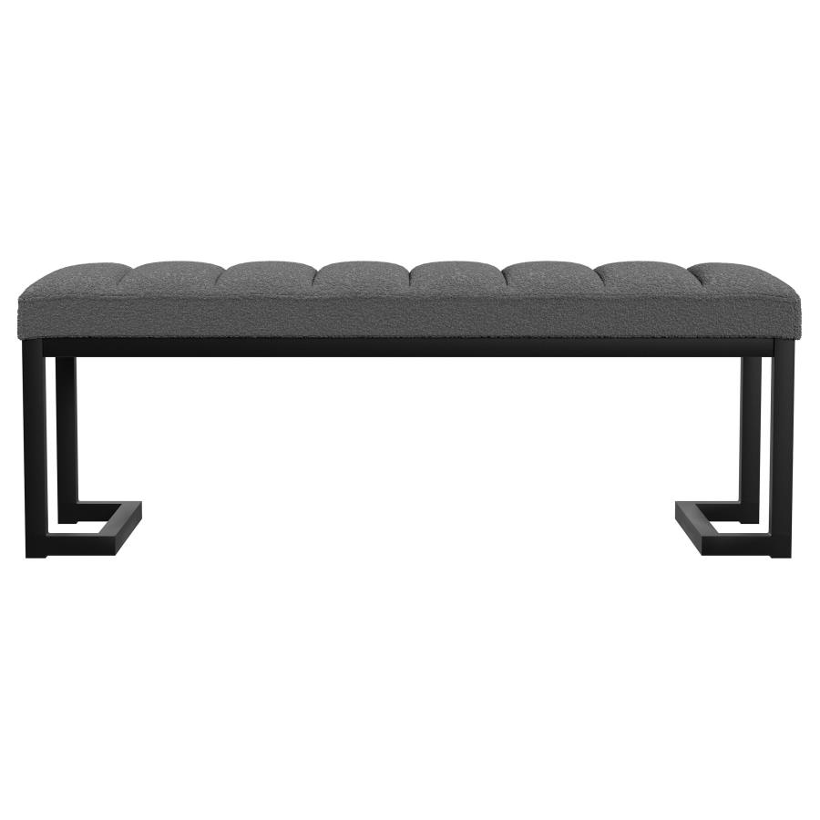 (image for) Mesa Boucle Upholstered Tufted Accent Bench Charcoal