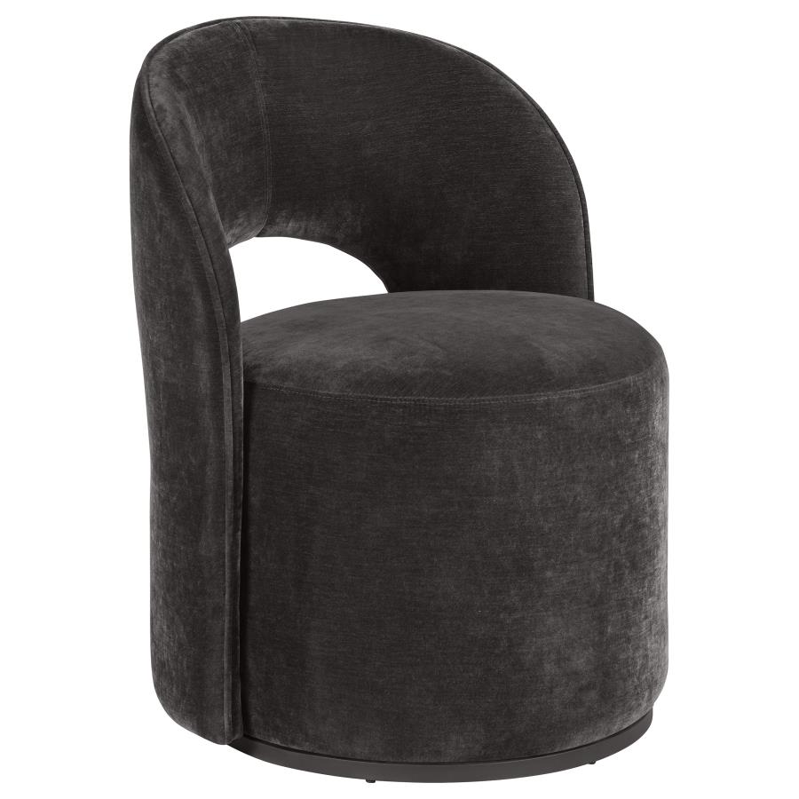 (image for) Harjo Velvet Upholstered Swivel Accent Chair Charcoal Grey