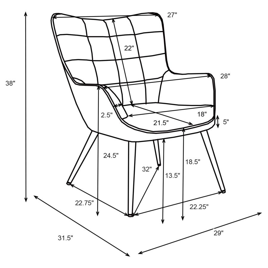 (image for) Isla Upholstered Flared Arm Tufted Accent Chair Grey