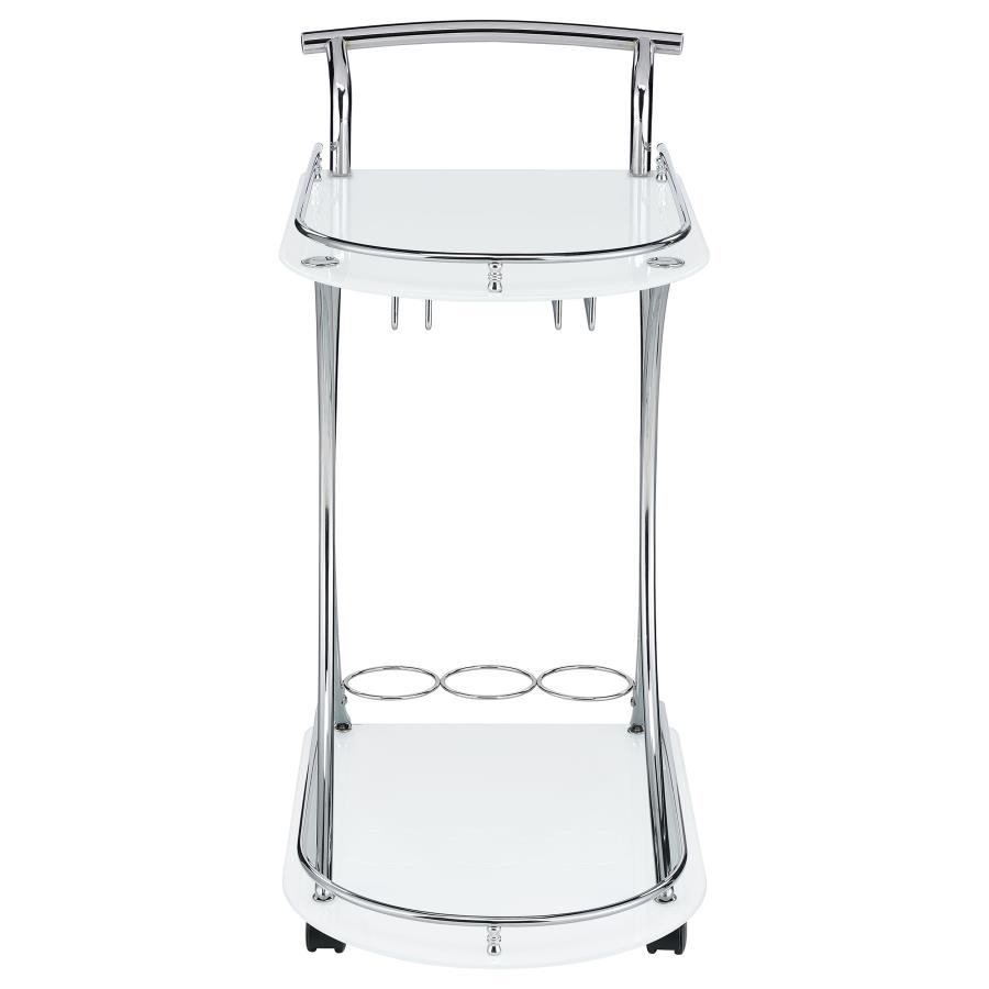 (image for) Elfman 2-tier Glass Shelf Metal Bar Cart White and Chrome