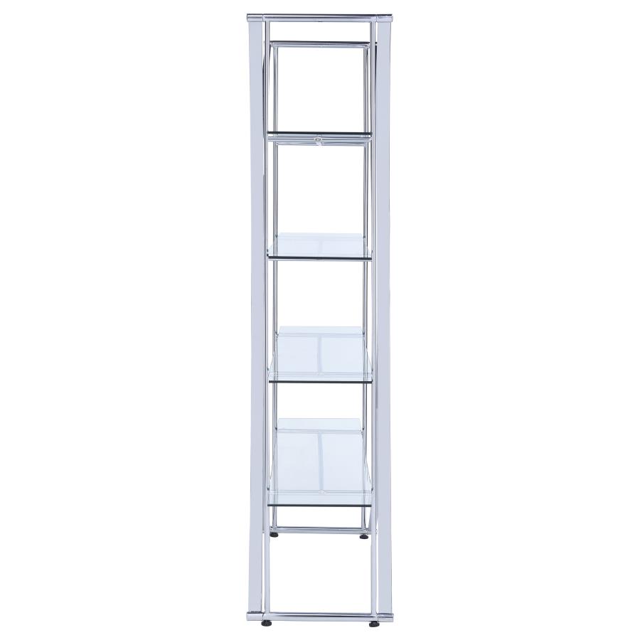 (image for) Larson 73-inch 4-shelf Glass Bookshelf Chrome