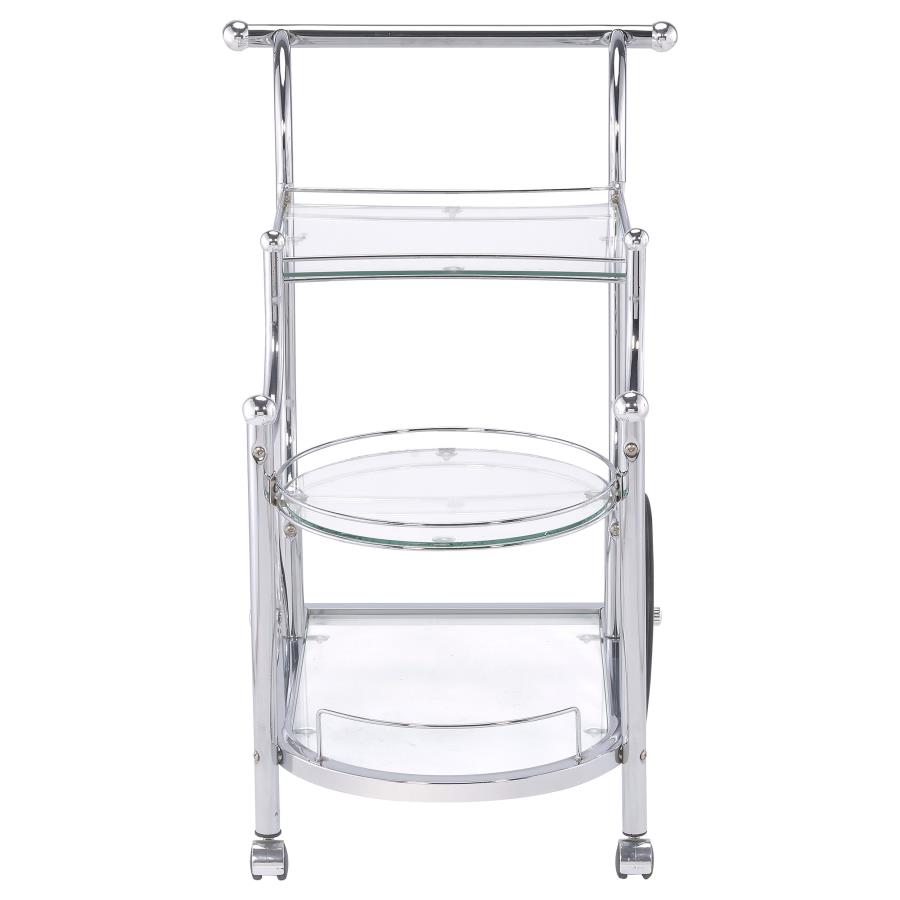 (image for) Sarandon 3-tier Glass Shelf Metal Bar Cart Chrome