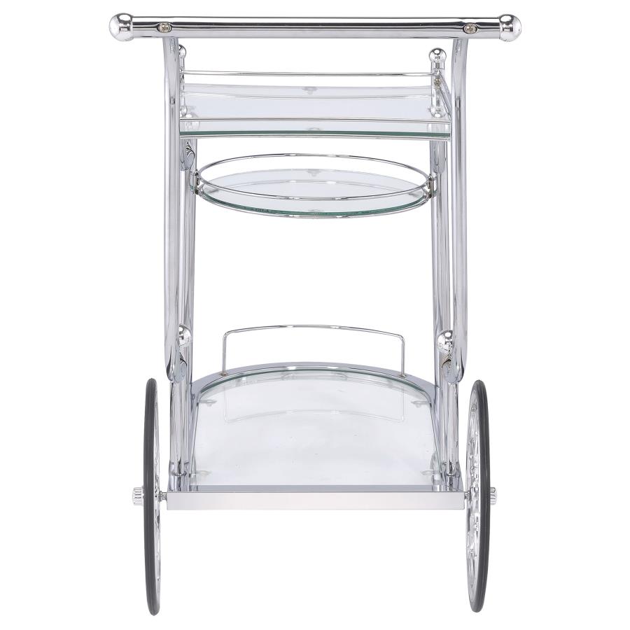 (image for) Sarandon 3-tier Glass Shelf Metal Bar Cart Chrome