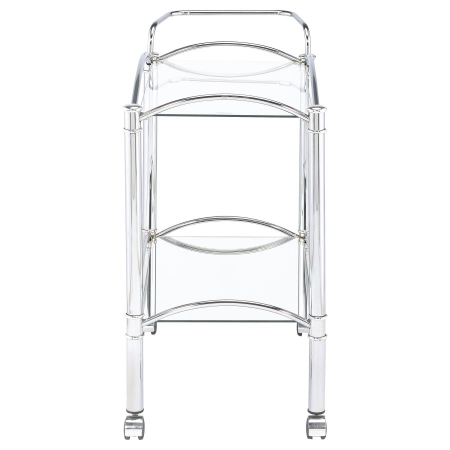 (image for) Shadix 2-tier Rectangular Glass Shelf Metal Bar Cart Chrome