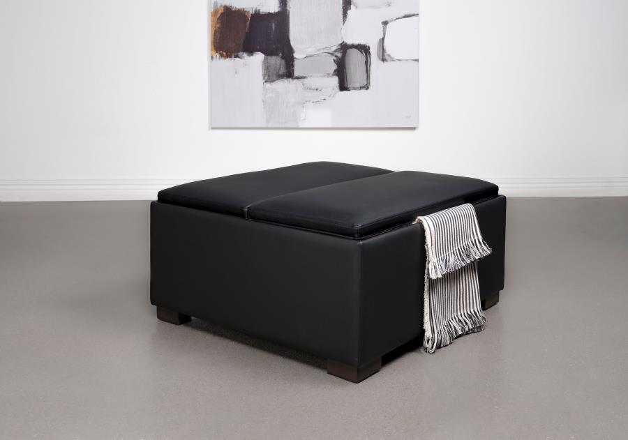 (image for) Paris Upholstered Storage Ottoman with Tray Black