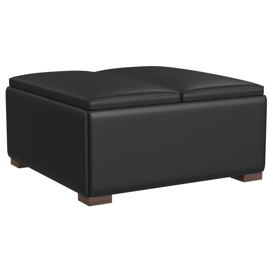 (image for) Paris Upholstered Storage Ottoman with Tray Black