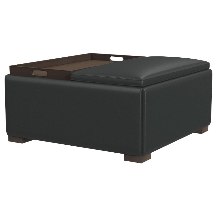 (image for) Paris Upholstered Storage Ottoman with Tray Black