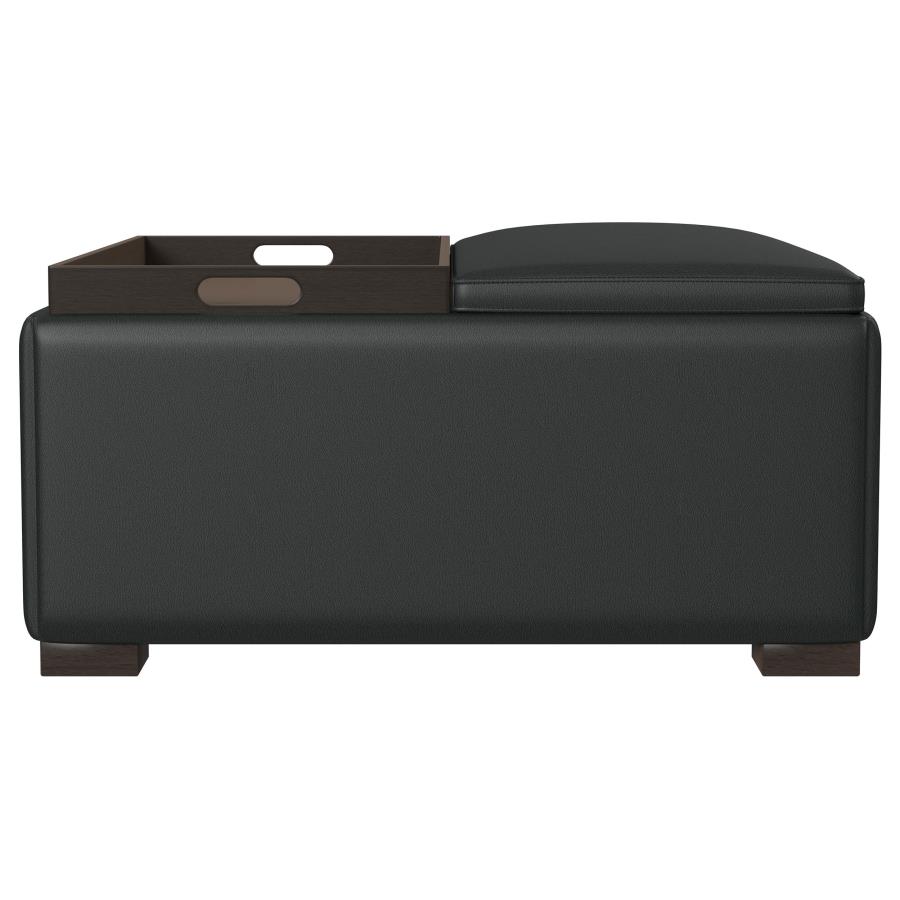 (image for) Paris Upholstered Storage Ottoman with Tray Black