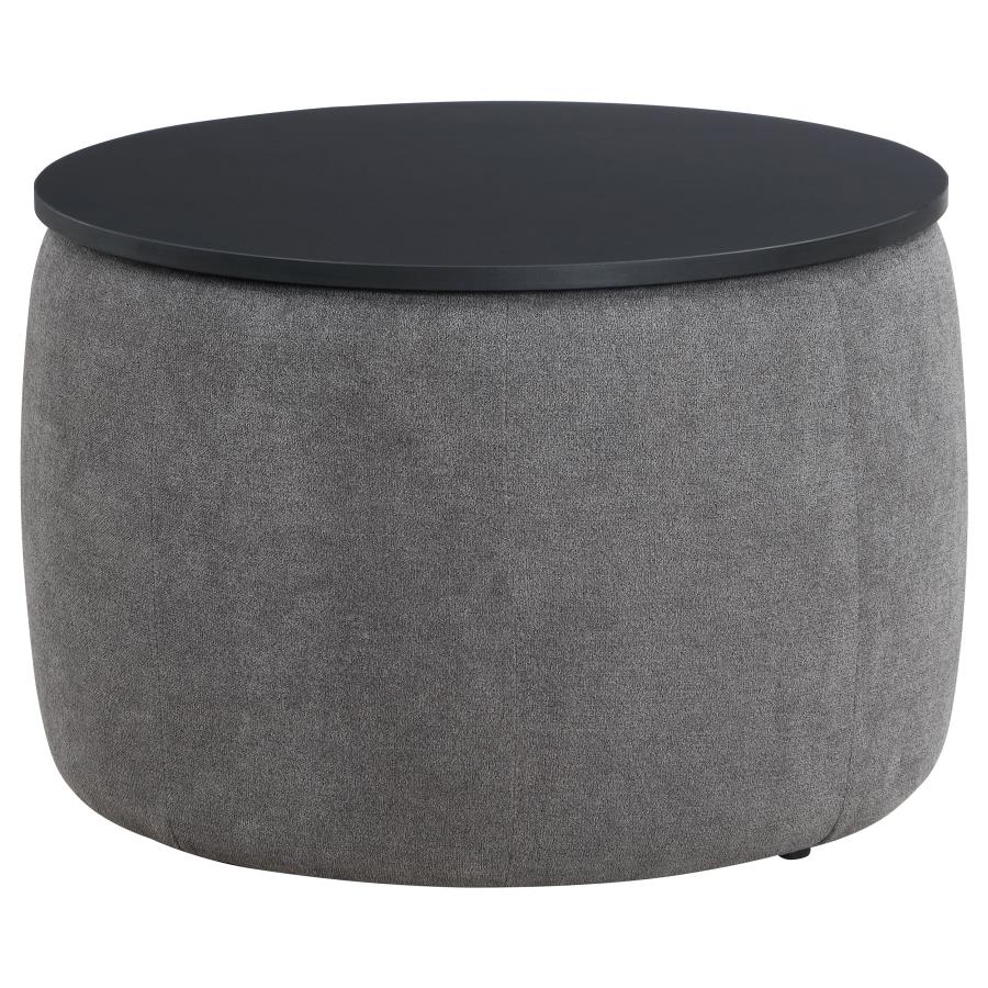 (image for) Tesoro Round Upholstered Lift Top Storage Ottoman Grey