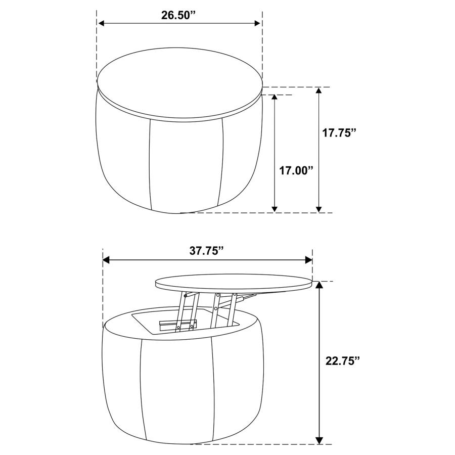 (image for) Tesoro Round Upholstered Lift Top Storage Ottoman Grey