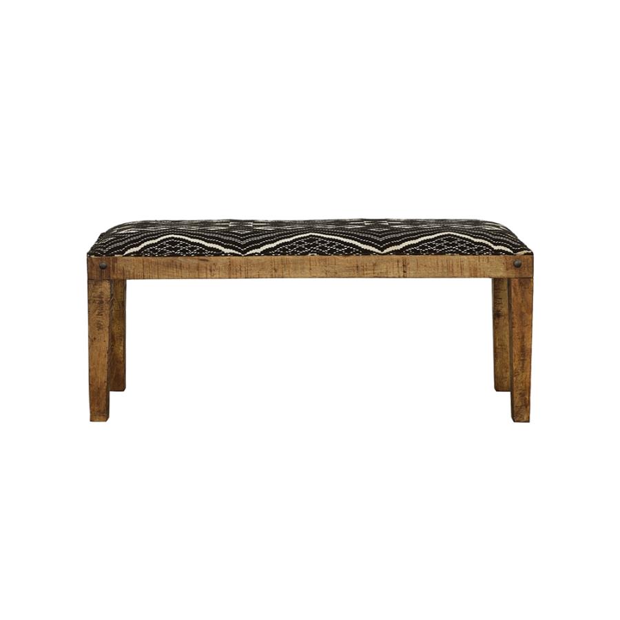 (image for) Lamont Fabric Upholstered Accent Bench Black and Natural