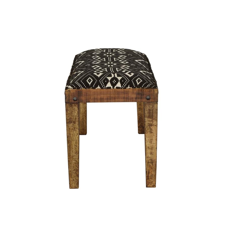 (image for) Lamont Fabric Upholstered Accent Bench Black and Natural