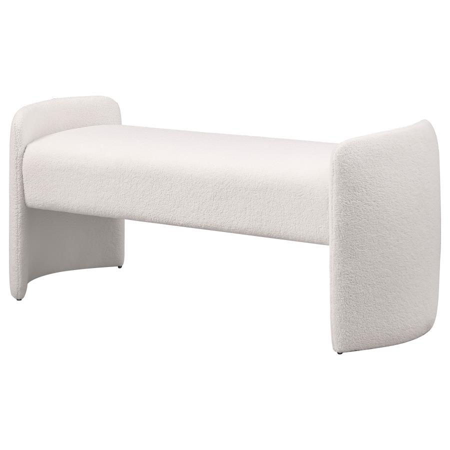 (image for) Peoria Velvet Upholstered Accent Bench Ivory