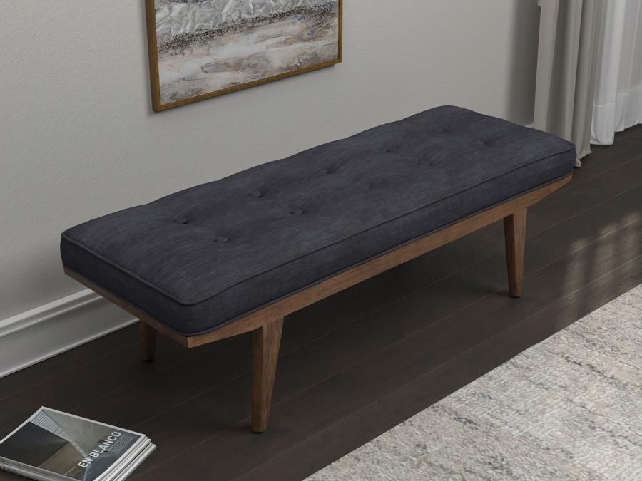 (image for) Wilson Fabric Upholstered Tufted Accent Bench Grey