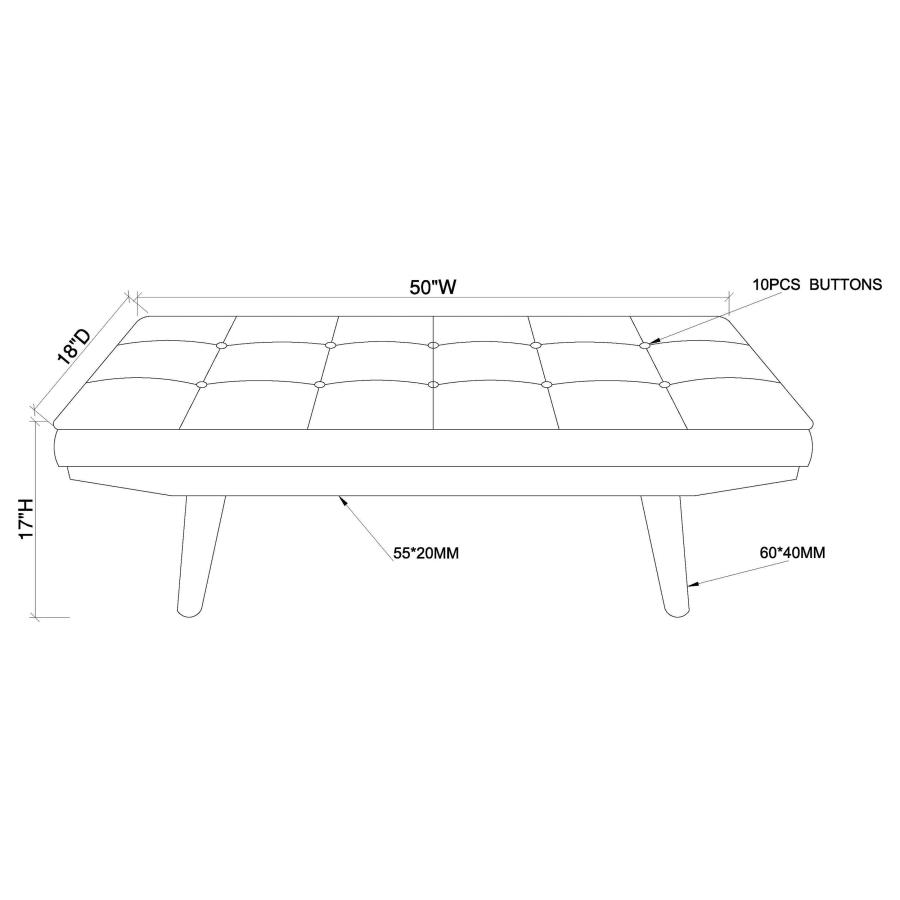 (image for) Wilson Fabric Upholstered Tufted Accent Bench Grey