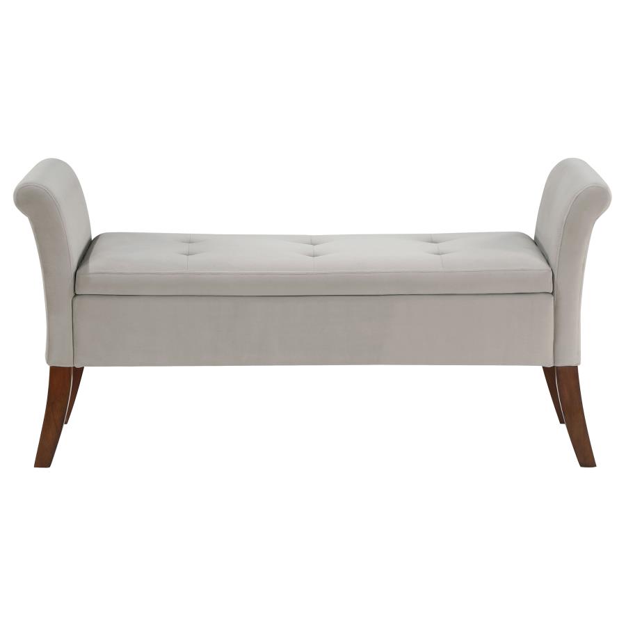 (image for) Farrah Velvet Upholstered Rolled Arm Storage Bench Beige