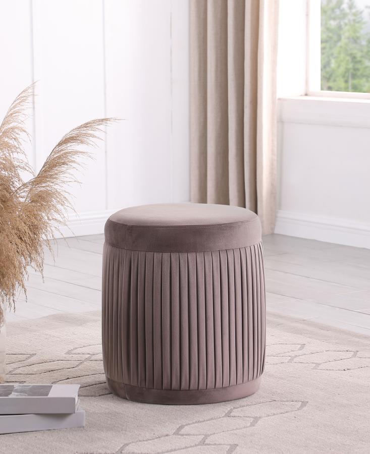 (image for) Tovar Round Upholstered Ottoman Mauve