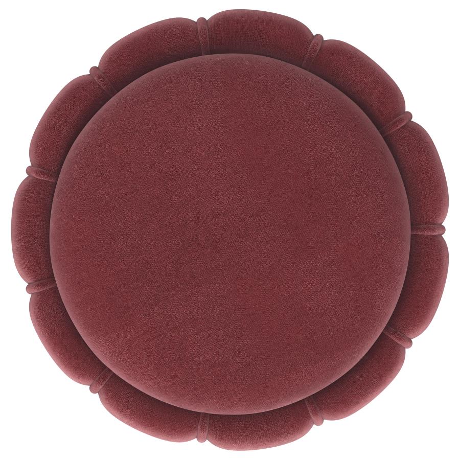 (image for) Sora Round Upholstered Ottoman Berry