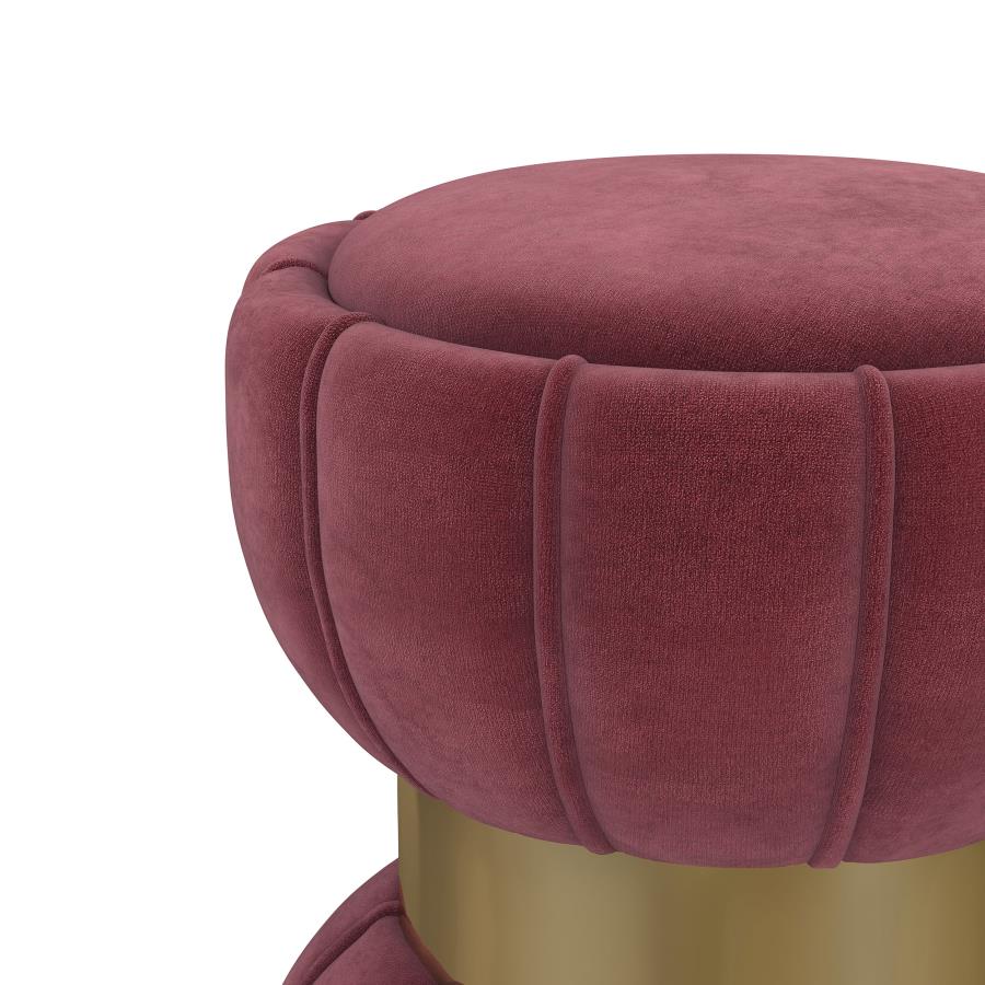 (image for) Sora Round Upholstered Ottoman Berry