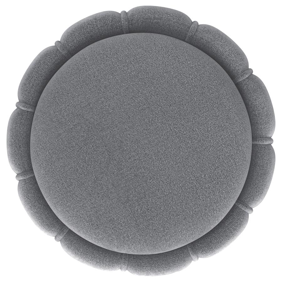 (image for) Sora Round Upholstered Ottoman Grey